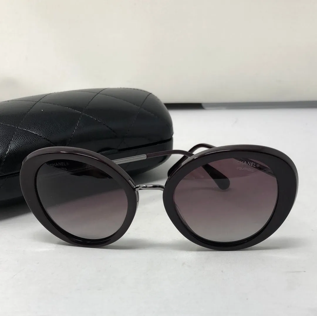 Chanel Polarised Burgundy Plastic Round Sunnies