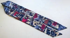 Chanel Silk Twilly Scarf Slim Bandeau Boutique Logo Drawing Accessories