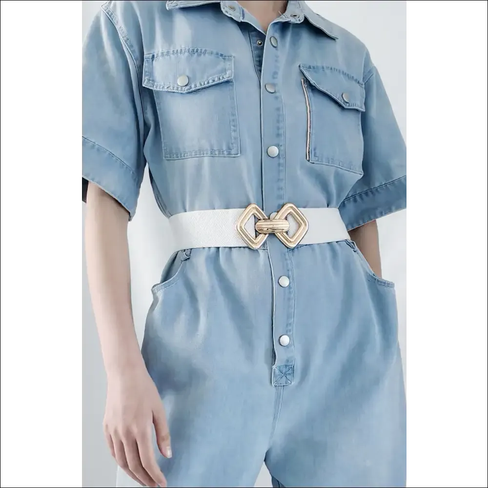 Chic Geometric Buckle Elastic Wide Belt