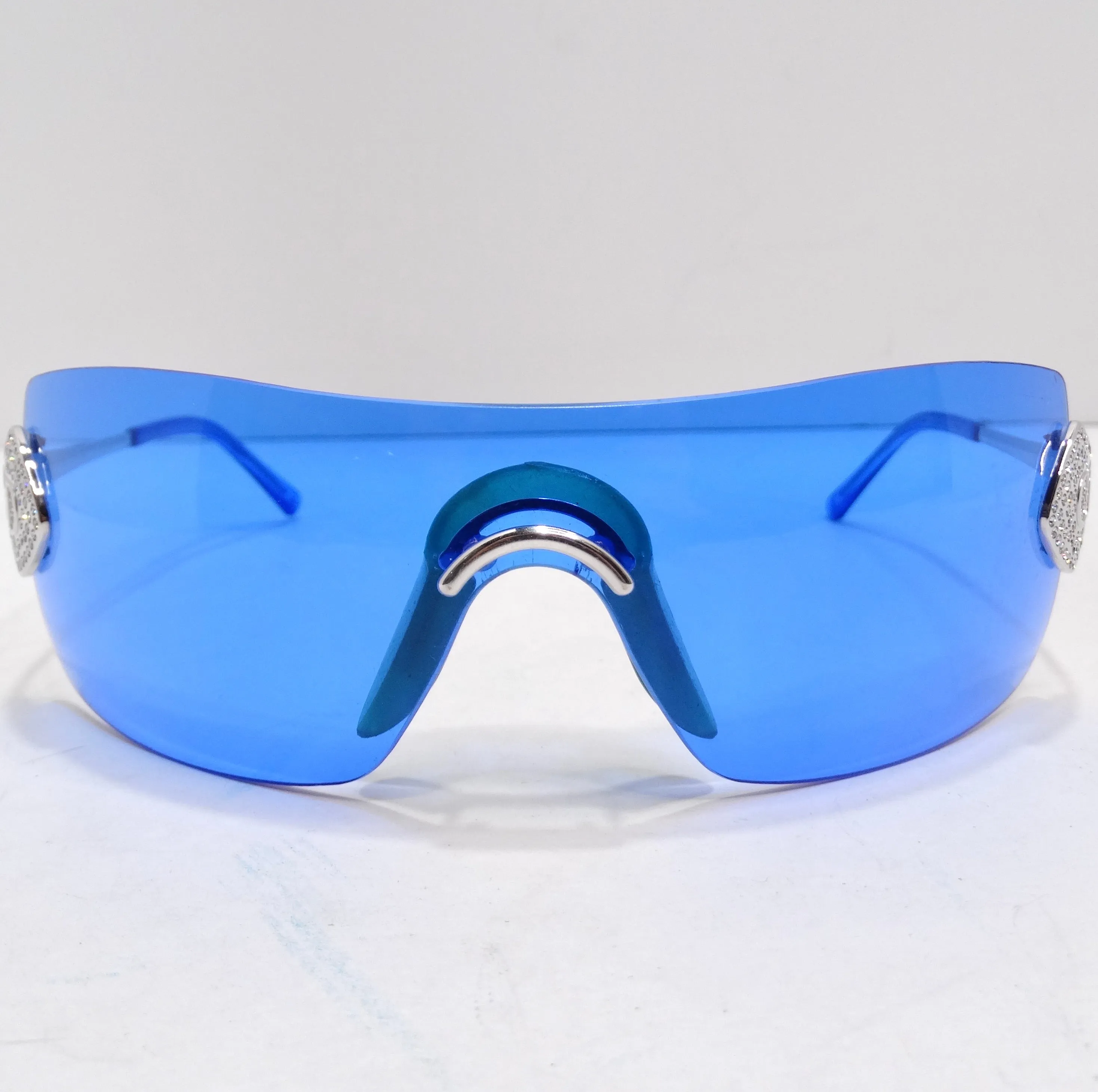 Christian Dior Fall 2000 Alek Blue Swarovski Embellished Logo Sunglasses