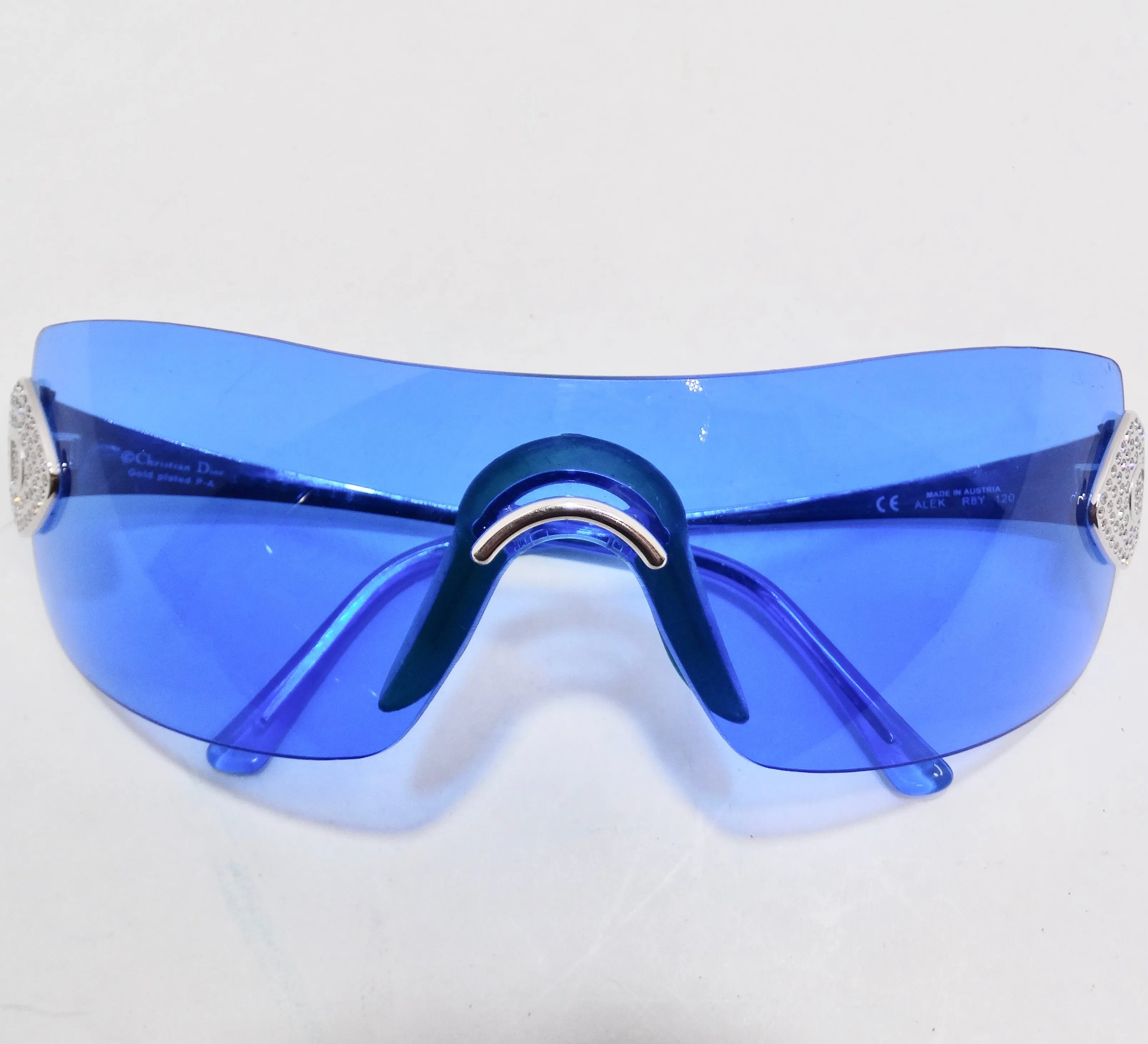 Christian Dior Fall 2000 Alek Blue Swarovski Embellished Logo Sunglasses