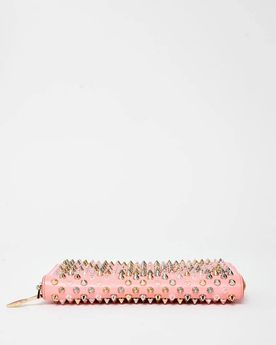 Christian Louboutin Pink Studded Zippy Wallet