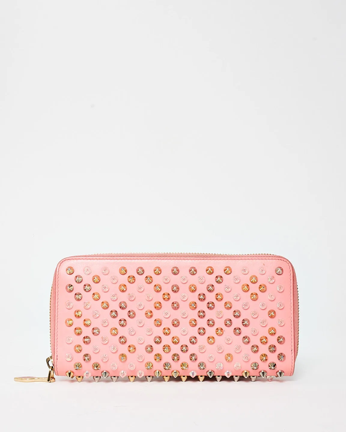 Christian Louboutin Pink Studded Zippy Wallet