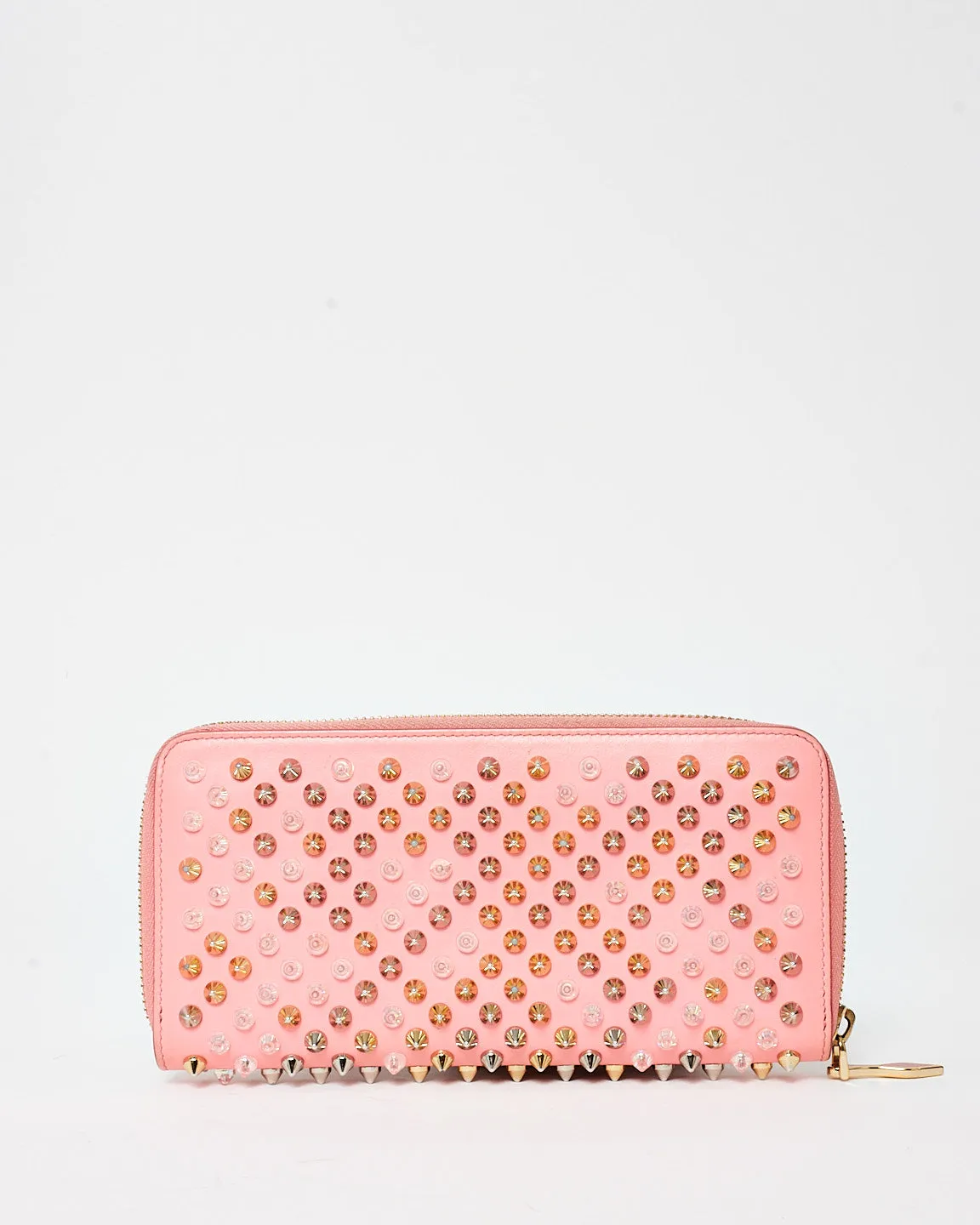 Christian Louboutin Pink Studded Zippy Wallet