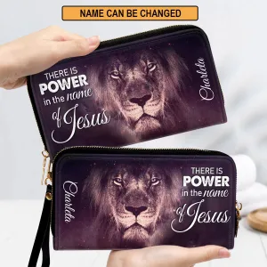 Christianartbag Clutch Purse, There Is Power In The Name Of Jesus, The Lion Of Judah Clutch Purse For Women, Personalized Name, Christian Gifts For Women, CAB20091223.