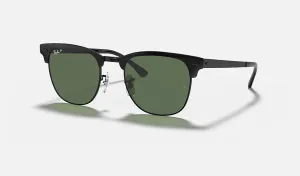 Clubmaster Metal | Matte Black on Black with Green, Polarized| Ray Ban