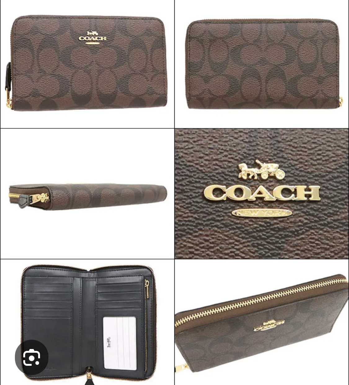 Coach 88913 Cross Grain Leather Medium Zip Bi-fold wallet