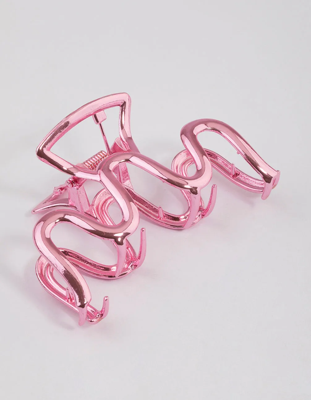 Coated Pink Metallic Swirl Hair Claw Clip