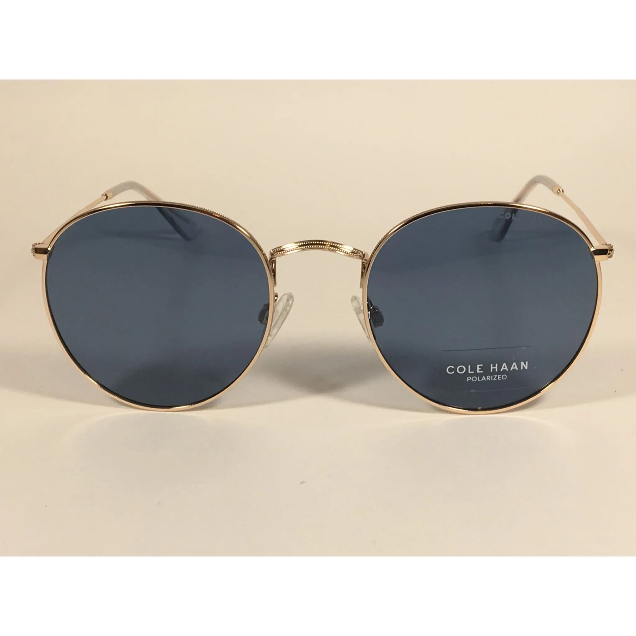Cole Haan Polarized Round Sunglasses Gold Blue Gray Lens CH8004 717 GOLD