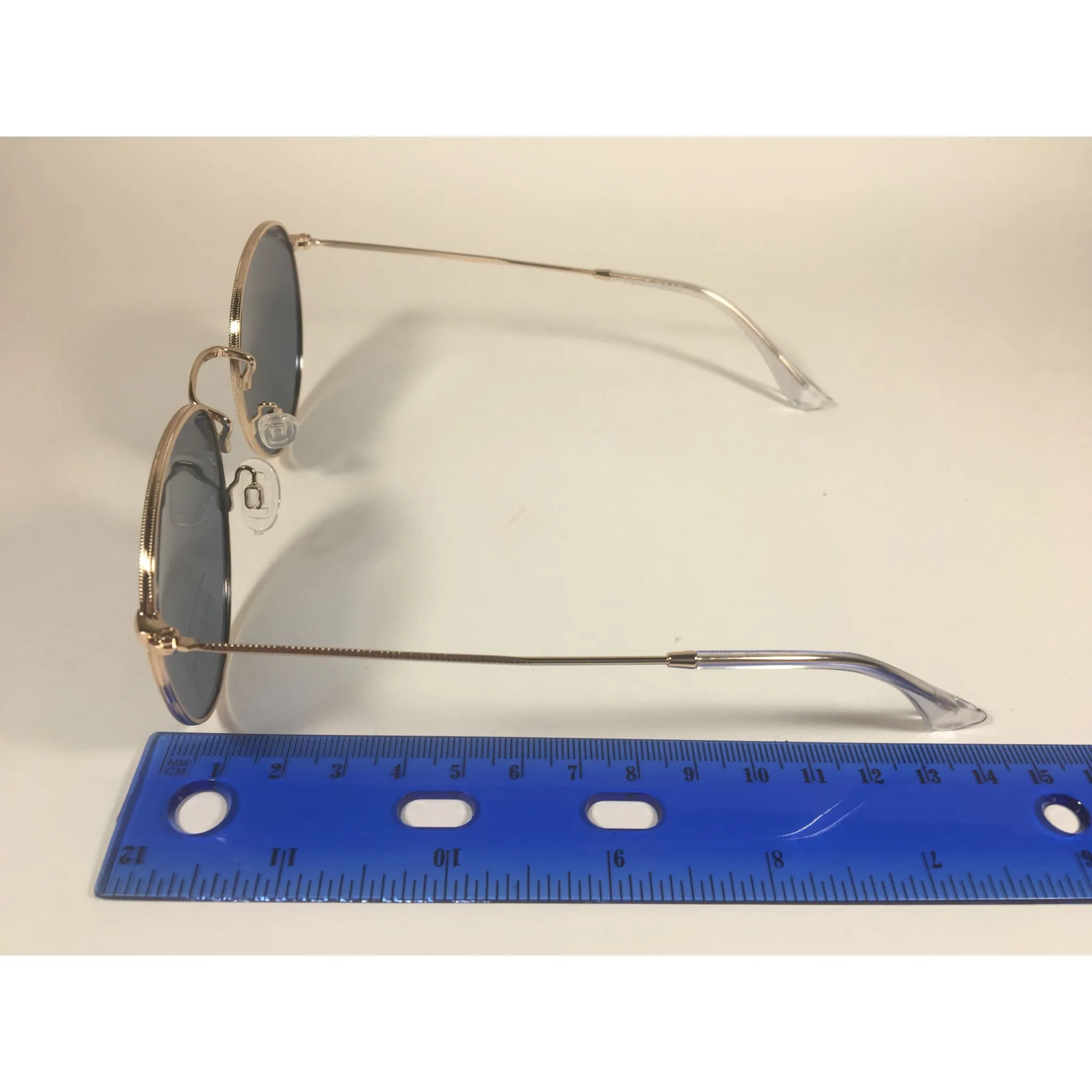 Cole Haan Polarized Round Sunglasses Gold Blue Gray Lens CH8004 717 GOLD