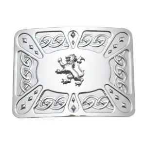 Contemporary Celtic Kilt Buckle - Lion Rampant - Chrome Finish
