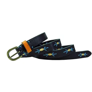 Contrast Bead Leather Belt