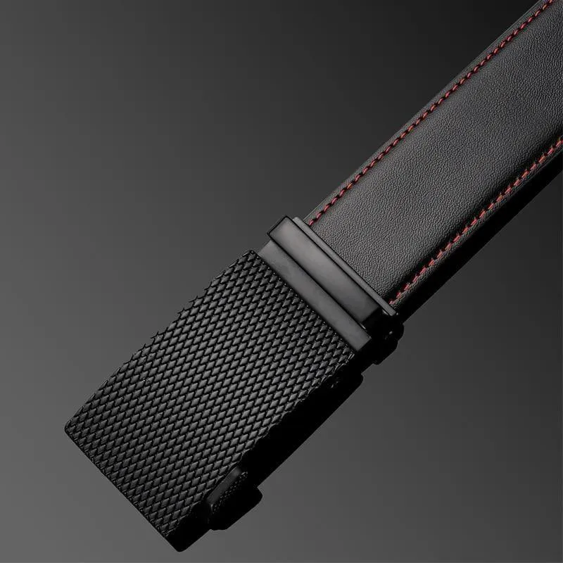 Cowhide Genuine Leather Automatic Buckle Belts Black Business Formal Belt