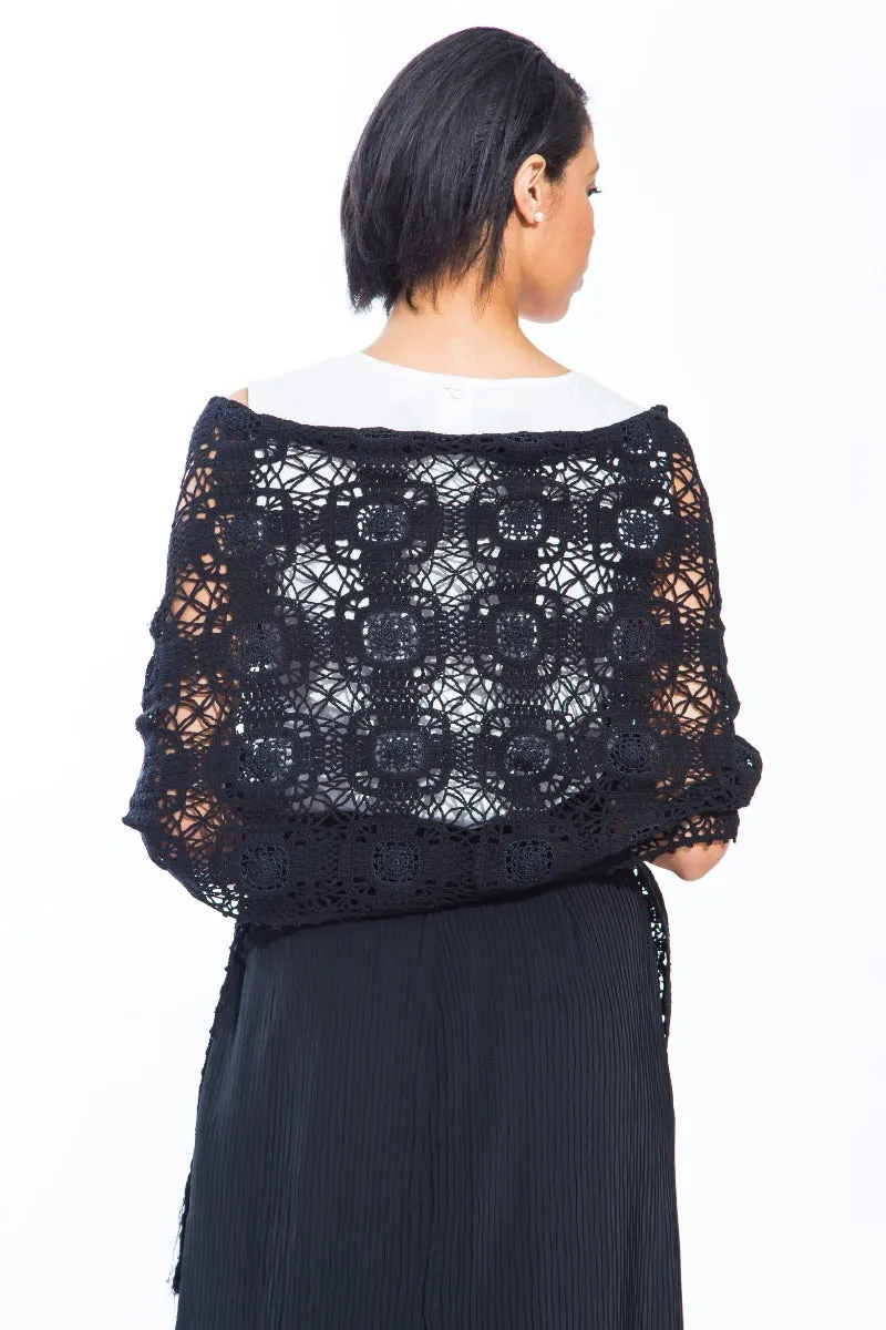 Crochet Black Scarf - Style# 100S