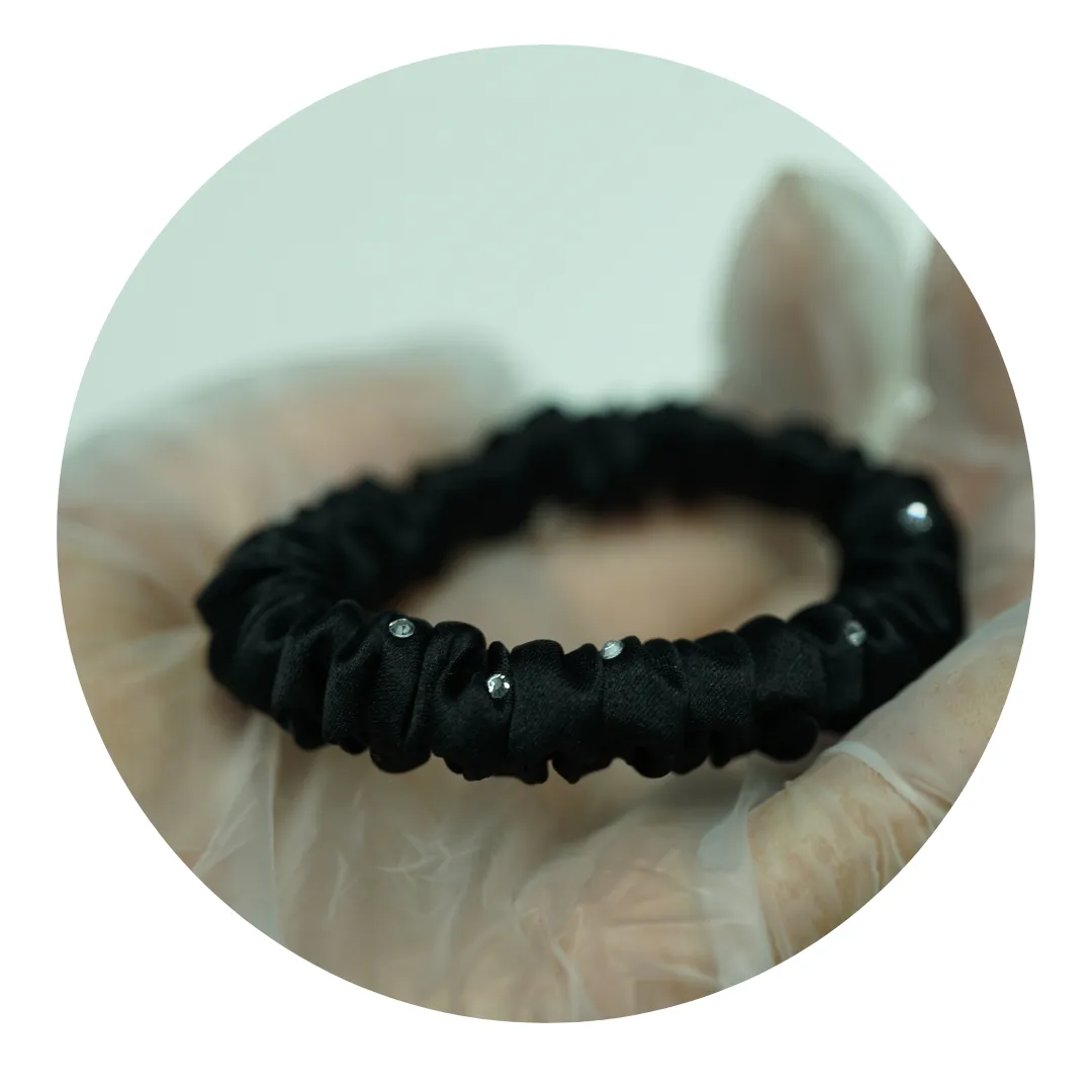 Crystal Silk Scrunchies Mini Black