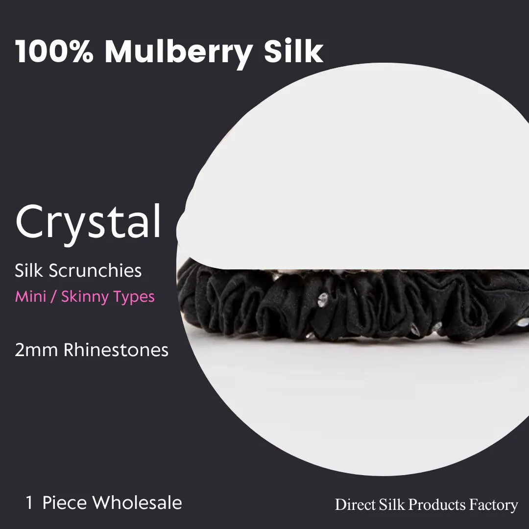 Crystal Silk Scrunchies Mini Black