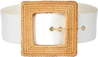 Cult Gaia Cream Natural Rattan Square Buckle Belt UK XS/S