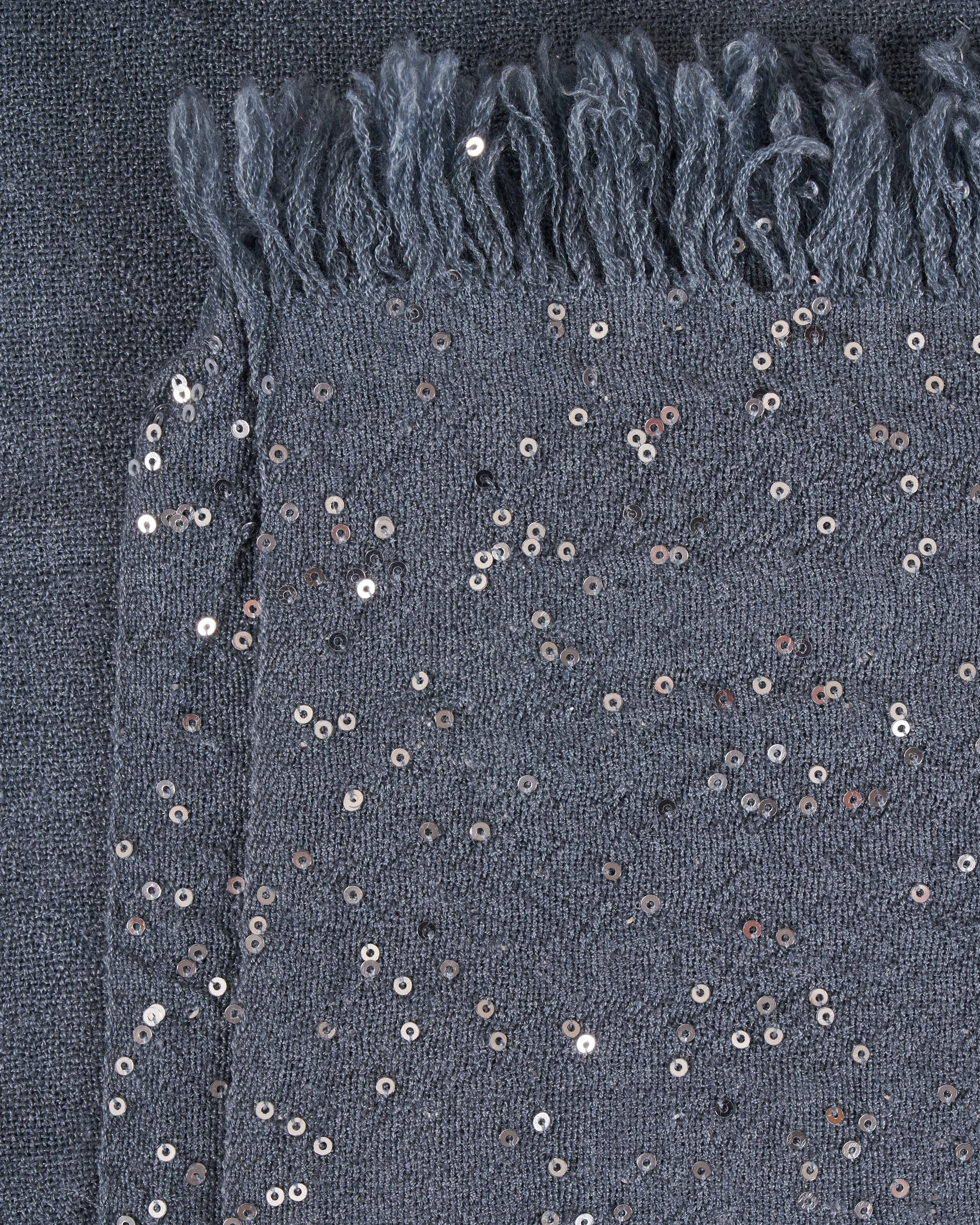 dalila wool silk scarf with pailettes - grey