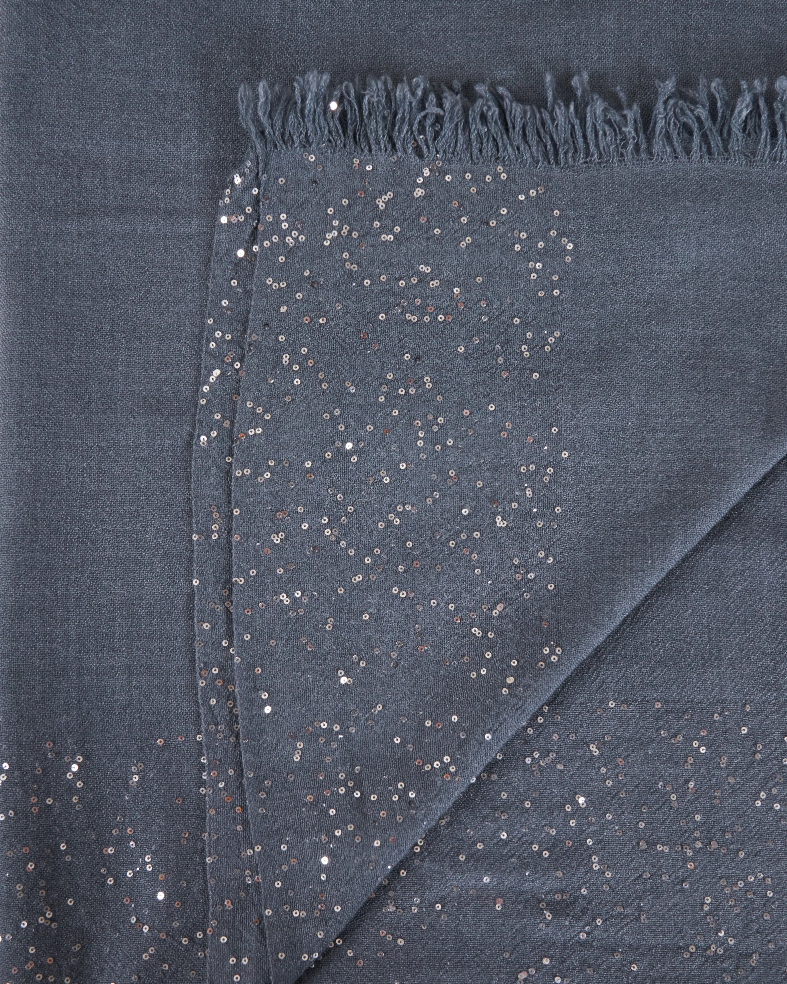 dalila wool silk scarf with pailettes - grey