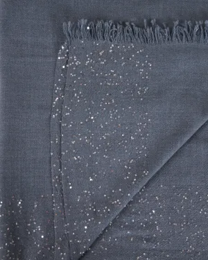 dalila wool silk scarf with pailettes - grey