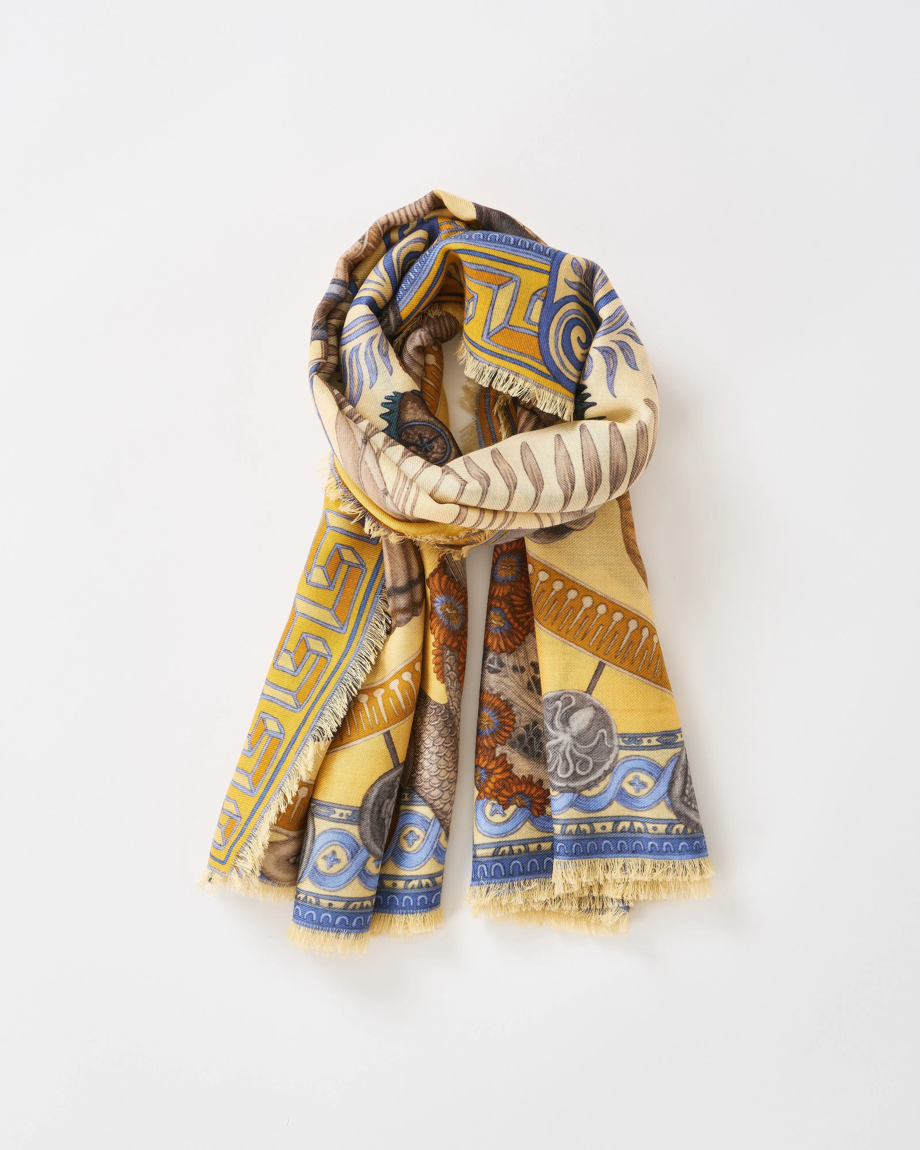 dancing delphinus wool/silk square scarf