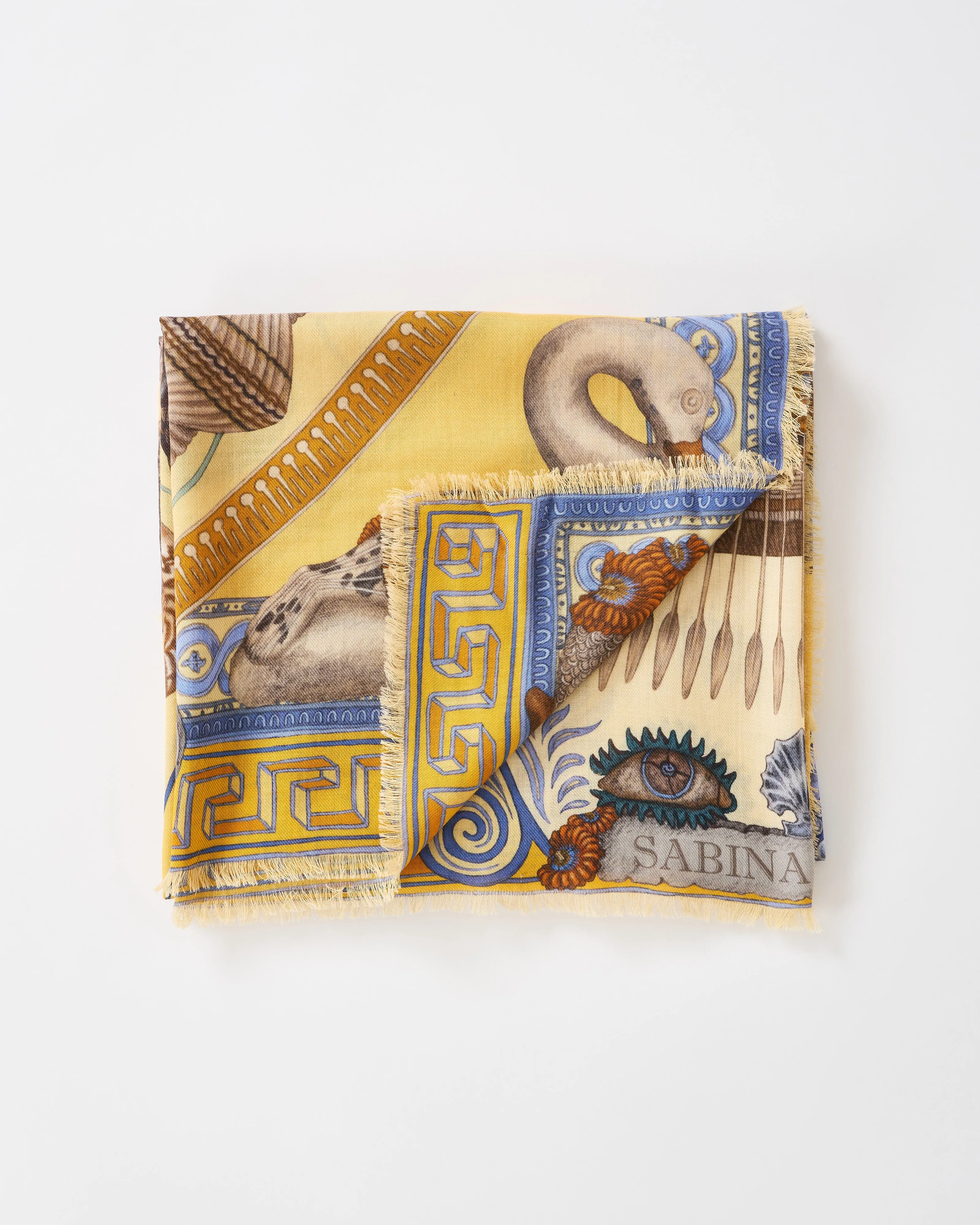 dancing delphinus wool/silk square scarf