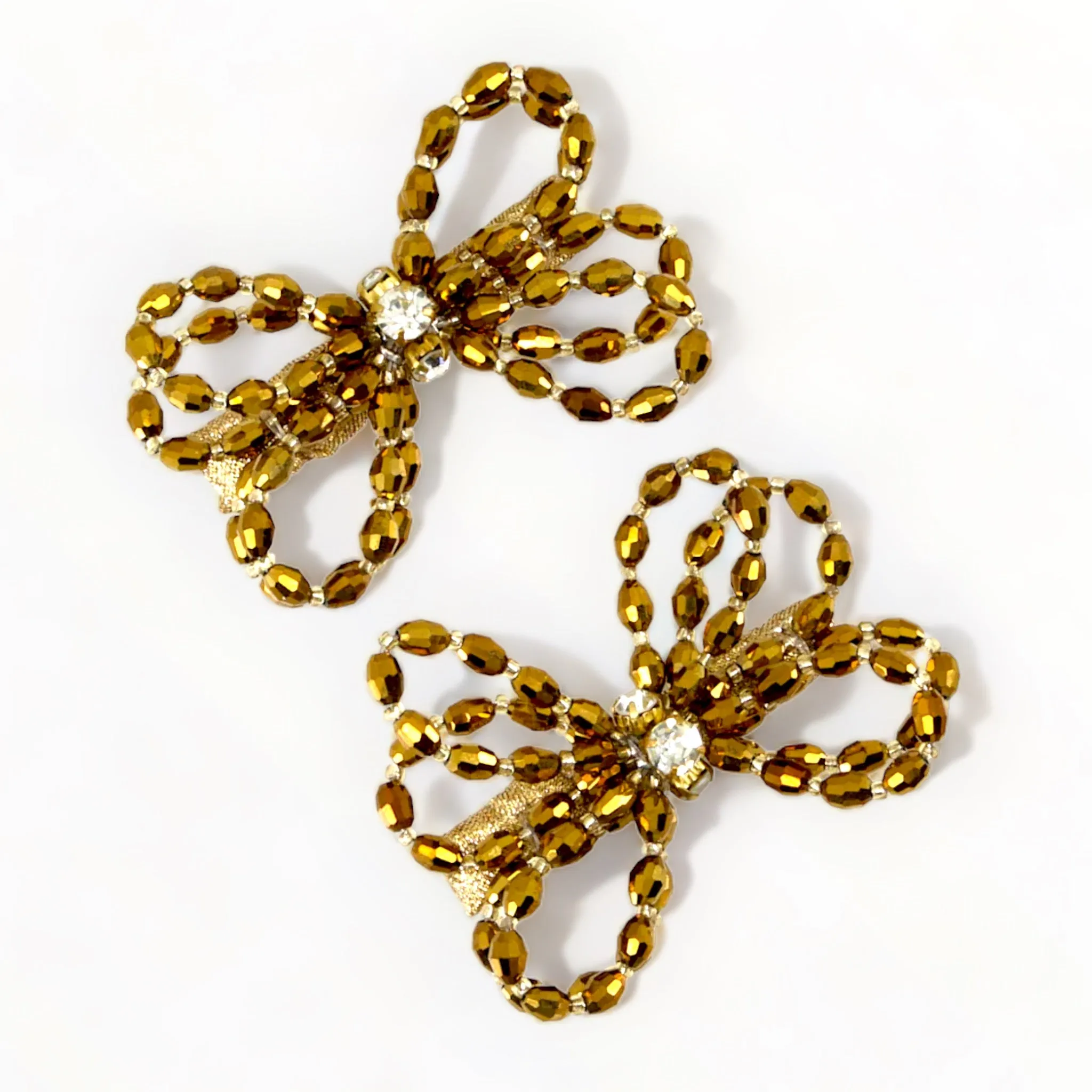 Darlene Metallic Gold Hair Bow Clip Set