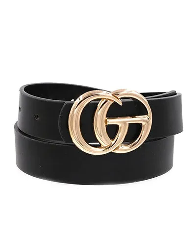 Designer Inspired Belt - Gold Buckle