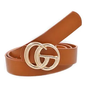 Designer Inspired Belt - Gold Buckle