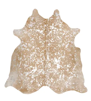 Devore Metallic Silver on Beige Cowhide Rug