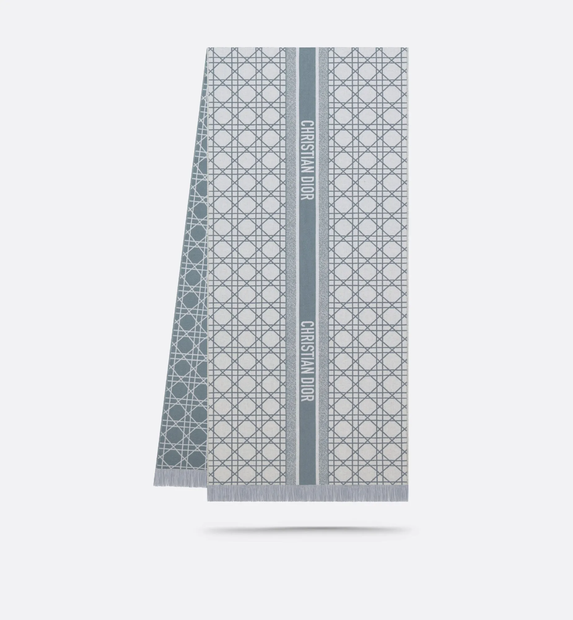 Dior Cannage Scarf • Light Blue and White Cashmere and Virgin Wool