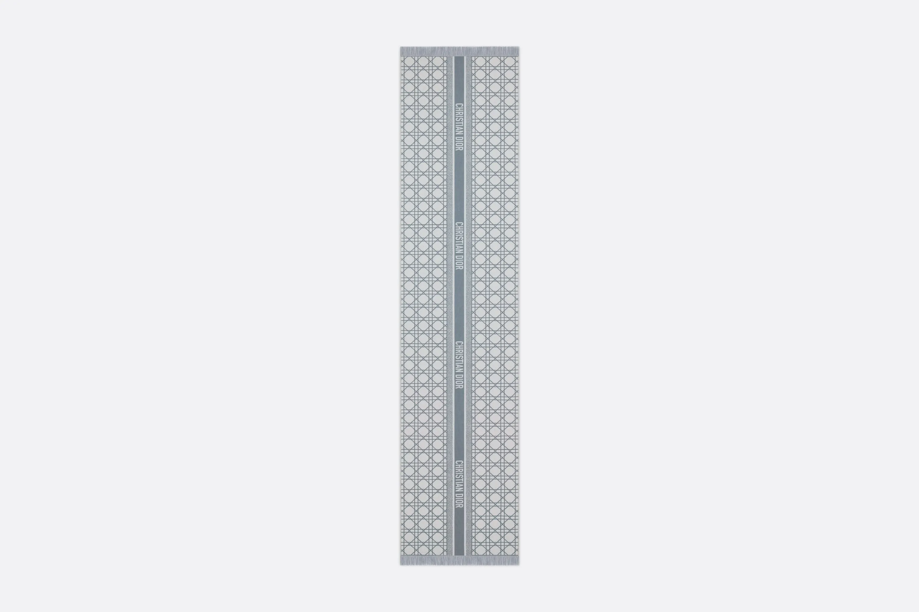 Dior Cannage Scarf • Light Blue and White Cashmere and Virgin Wool