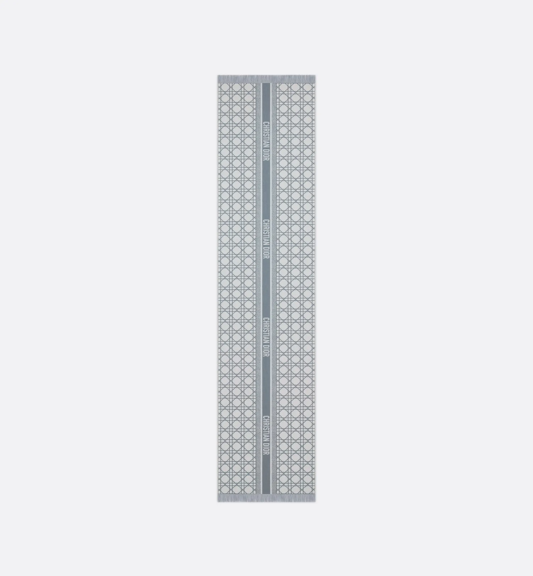 Dior Cannage Scarf • Light Blue and White Cashmere and Virgin Wool