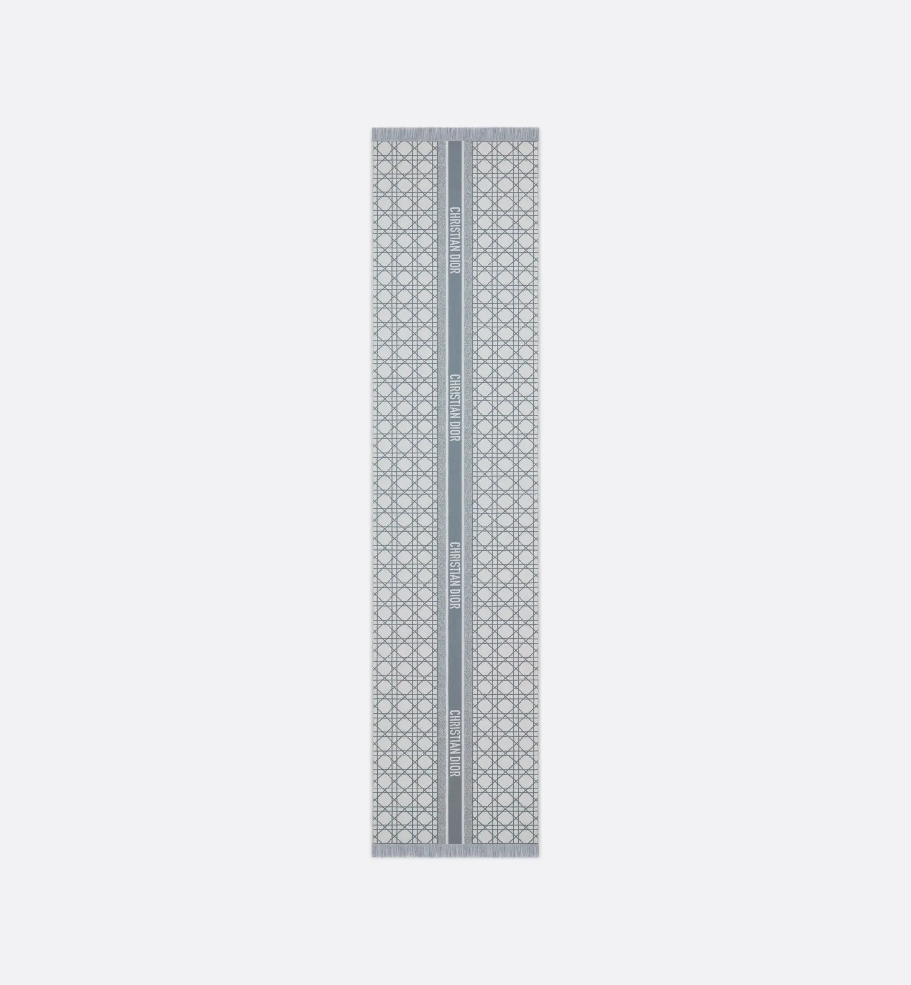 Dior Cannage Scarf • Light Blue and White Cashmere and Virgin Wool