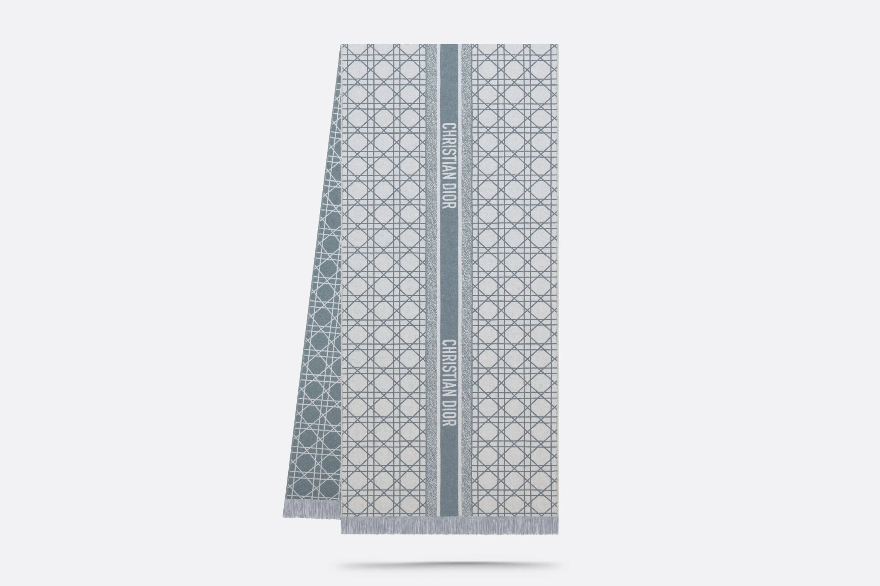 Dior Cannage Scarf • Light Blue and White Cashmere and Virgin Wool