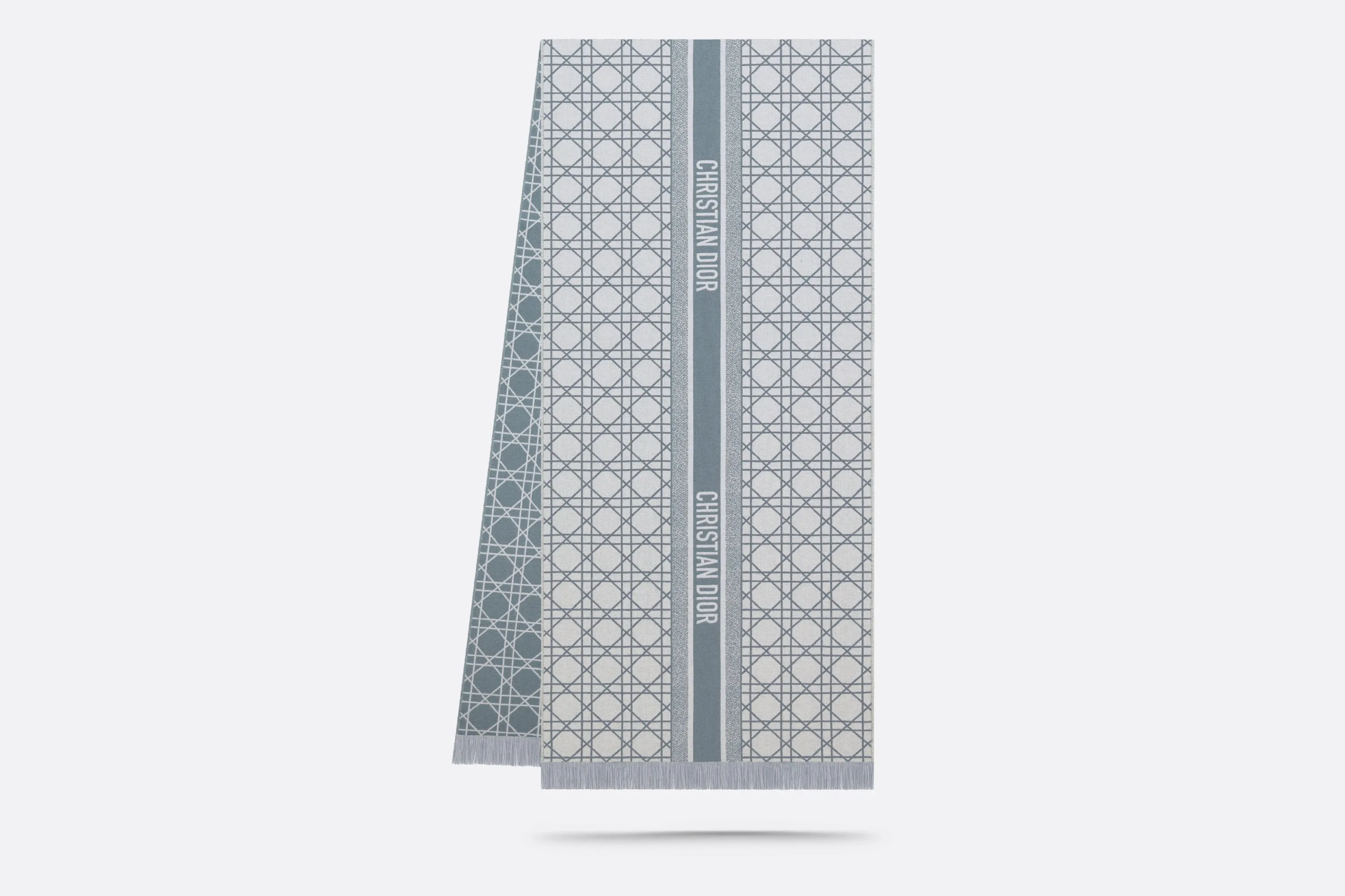 Dior Cannage Scarf • Light Blue and White Cashmere and Virgin Wool