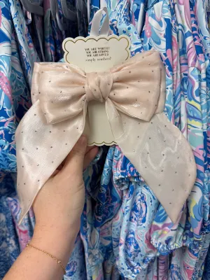 Dotted Cream Hair Bow by Simply Southern