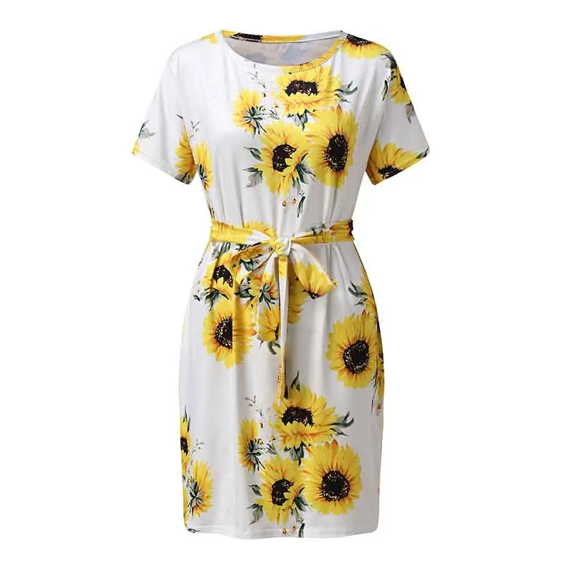 Dress Women's Fashion Temperament Geometric Print Dress Commuter Short Sleeves