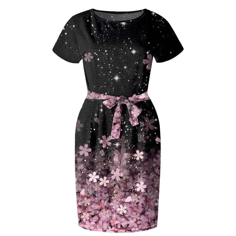 Dress Women's Fashion Temperament Geometric Print Dress Commuter Short Sleeves