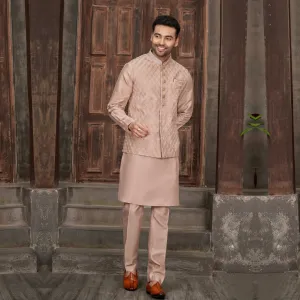 Dusty Peach Silk Waistcoat Set