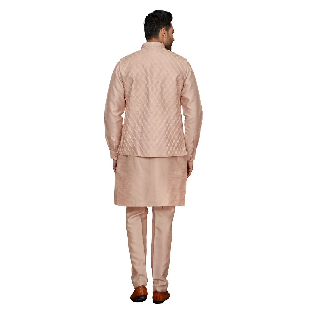 Dusty Peach Silk Waistcoat Set