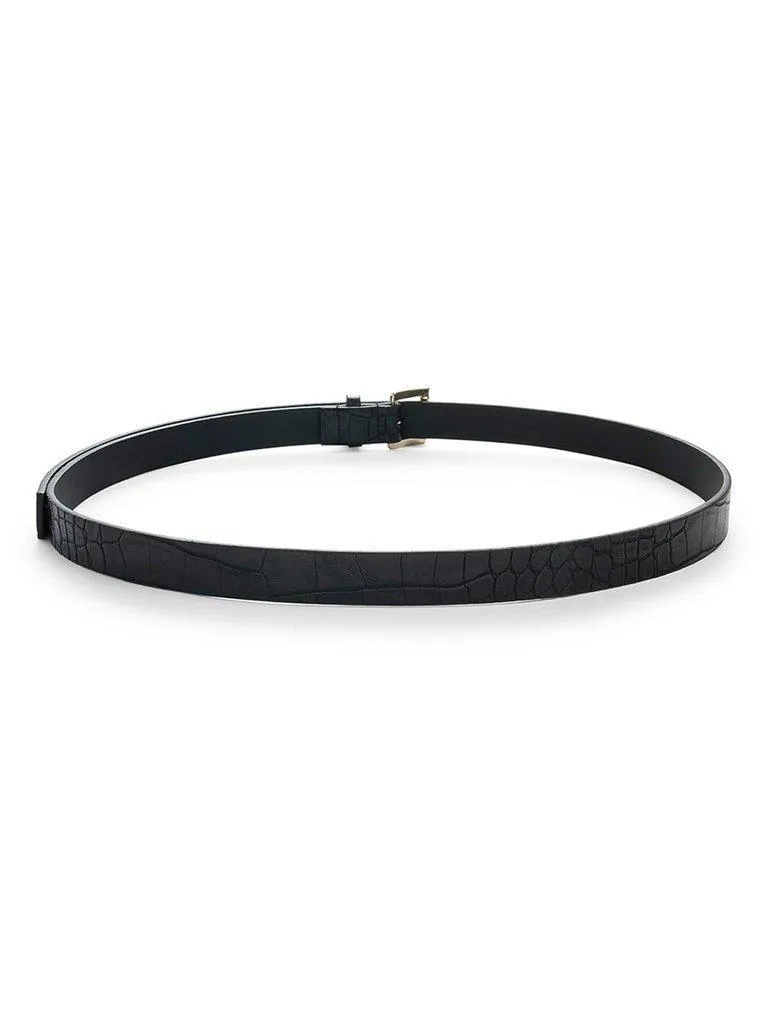 Embossed Crocodile Skinny Belt