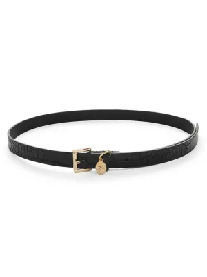 Embossed Crocodile Skinny Belt