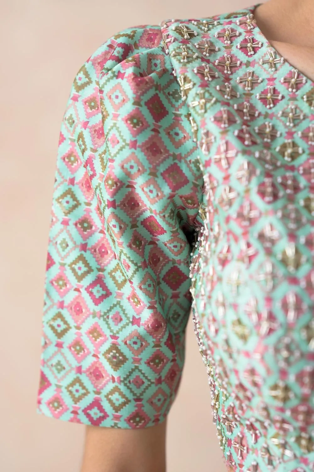 Embroidered Blouse With Organza Lehenga, Dupatta