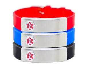 Engravable DOC TOCK Rubber & Stainless Steel Medical Alert ID Bracelet
