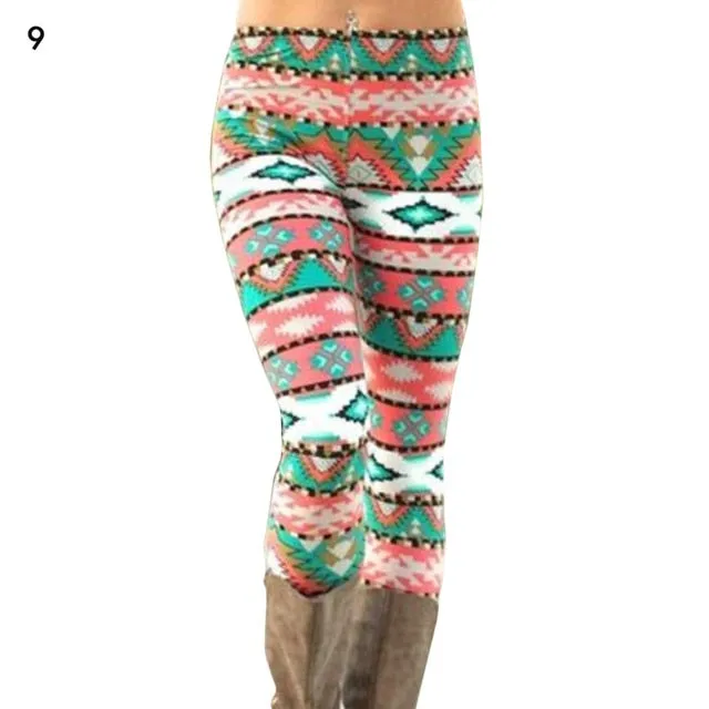Fashion Women's HOT Leggings Pants Print High Waist Leggings Happy Christmas Party Long Pants 18 Color Ladies Xmas Trousers