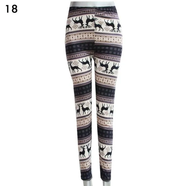 Fashion Women's HOT Leggings Pants Print High Waist Leggings Happy Christmas Party Long Pants 18 Color Ladies Xmas Trousers
