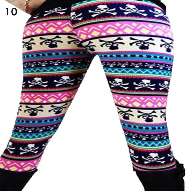 Fashion Women's HOT Leggings Pants Print High Waist Leggings Happy Christmas Party Long Pants 18 Color Ladies Xmas Trousers