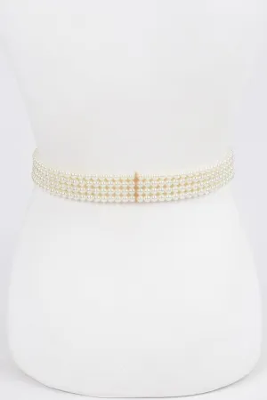 Faux Pearl Stretch Belt