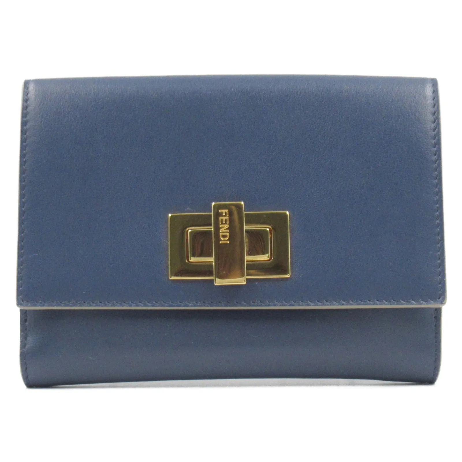 Fendi Peekaboo Leather Wallet Navy